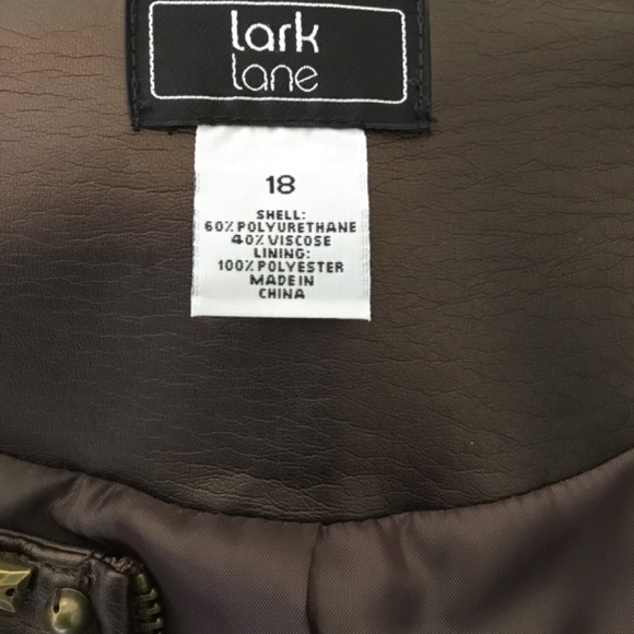 LIKE NEW! PLUS SIZED! Faux Brown Leather Jacket Size 18 - Picture 11 of 13